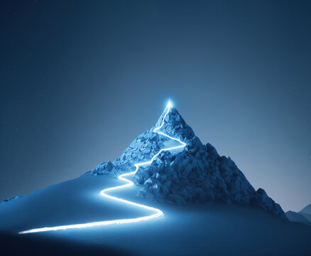 Path to mountain top, Generative AI illustration
