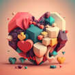 © ADDICTIVE STOCK - Generative AI heart created with geometric shapes
