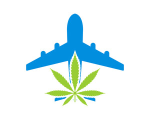 Canvas Print - Plane with cannabis shape inside