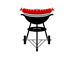 Canvas Print - Grill shape with sausage on top