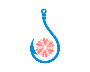 Sticker - Hook fishing with flower inside