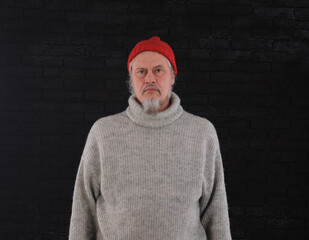 Wall Mural - portrait of an old man in a gray sweater