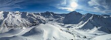 Skitour To The Peak Baslersch Chopf Above Davos. Ski Tour In A Beautiful Winter Landscape. Ski Mountaineering In Switzerland. Skimo Near Sentisch Horn. High Quality Photo