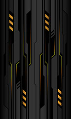 Poster - Abstract yellow black cyber circuit shadow on grey metallic design modern technology futuristic background vector