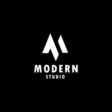 M letter logo, white a modern studio logo