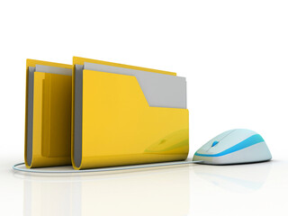 Poster - 3d illustration Folder with computer mouse. File storage concept
 