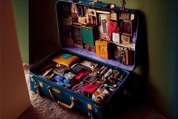Suitcase with things for travel.