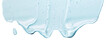 Liquid blue  gel  flowing down on transparent background. Smear of transparent cosmetic moisturizing product
