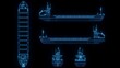 © KengVit14 - 3D rendering illustration ship blueprint glowing neon hologram futuristic show technology security for premium product business finance transportation