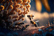 Bee, Digital national geographic realistic illustration with stunning scene