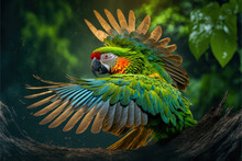 Parrot, Digital National Geographic Realistic Illustration With Stunning Scene