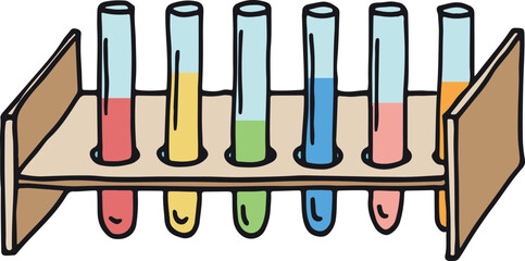 Wall Mural - Chemical test samples in lab glass doodle icon