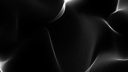 Aufkleber - Black and white dot line wave. abstract technology and science background, geometric background, technology background