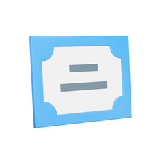 Poster - Certificate 3d icon. Letter of commendation. Document in a frame. Isolated object on transparent background