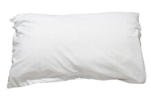 White Pillow With Case After Guest's Use At Hotel Or Resort Room Isolated On White Background In Png File Format, Concept Of Confortable And Happy Sleep In Daily Life
