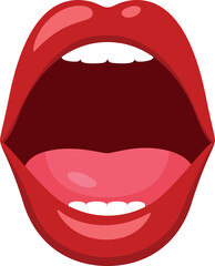 Screaming female mouth. Wide open red lips