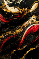 Wall Mural - Black and red marble texture. Luxury abstract fluid art paint wallpaper. AI