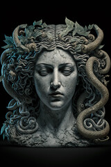 Wall Mural - medusa gorgon, dark fantasy, statue, art illustration