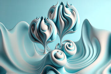 Background in a three dimensional abstract pastel blue with flowing fluid. as an example. Generative AI
