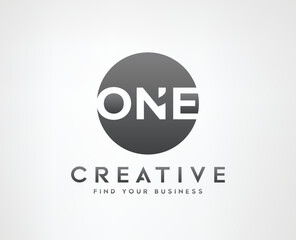 Wall Mural - One 1 Negative space logo design vector templates