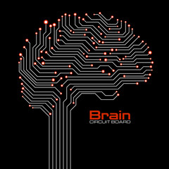 Wall Mural - Abstract technological brain with circuit board. Vector illustration