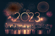 weihnachten, ball, dekoration, 2023, happy, new, year, frohes, neues, jahr, schnee, kugel, neujahr, funkelnd, blitz, feuerwerk