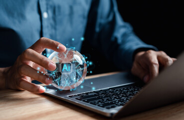 Aufkleber - Ai. digital transformation technology strategy intelligence , IoT, internet of things. transformation of ideas of technology in business in the digital age, enhancing global business capabilities.