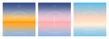 Fototapeta Zachód słońca - Beautiful sunrise or sunset in ocean. Gradient summer sea background set. color abstract background for app, web design, webpage, banner, greeting card. Modern style, Trendy vector illustration.
