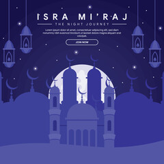 Wall Mural - isra miraj banner illustration in flat design