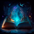 Leinwandbild Motiv An open magic book with fairy tales. High quality illustration