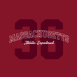 massachusetts logo, red background, varsity