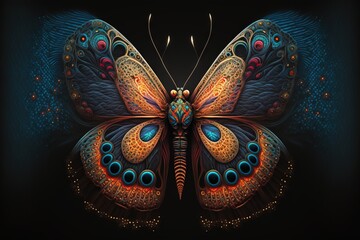 Wall Mural -  a colorful butterfly with blue. Generative AI