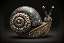  A Snail With A Lot Of Dots On Its Shell Is Shown In This Image.