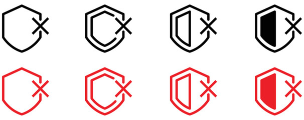 Poster - shield with mark icon set. shield check mark collections. style symbol for app and web, vector illustration