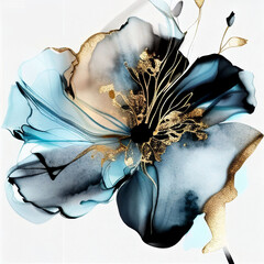 Wall Mural - Abstract blue flower, delicate botanical floral background. generative ai.	