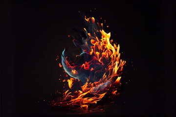 Wall Mural - burning paper on black surface overlay perfect for backgrounds and post production