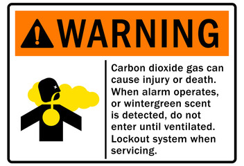 Fire hazard carbon dioxide co2 warning sign carbon dioxide can cause injury or death