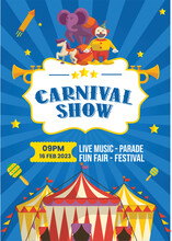 Carnival Party Poster Template In Flat Design