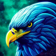cute animal little pretty blue eagle portrait from a splash of watercolor illustration