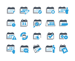 Poster - calendar icon color set. collection of graphic elements for website. time management and workflow or