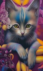  cat with flowers