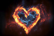 Leinwandbild Motiv heart shaped frame on fire