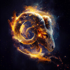 sign, zodiac, cosmos, aries, generated by ai