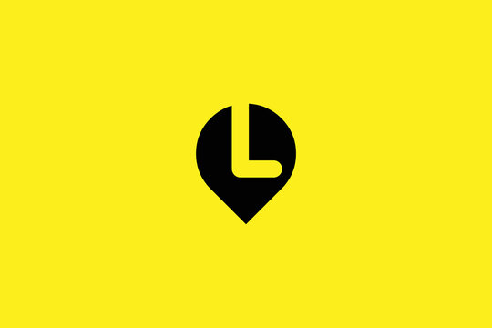Minimal Awesome Trendy Professional Letter L Location Logo Design Template On Yellow Background