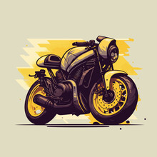 Custom Colorful Motorcycle Side View Template In Vintage Style Isolated Vector