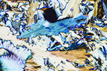 Wall Mural - Colorful micro crystals in polarized light. Photo through a microscope