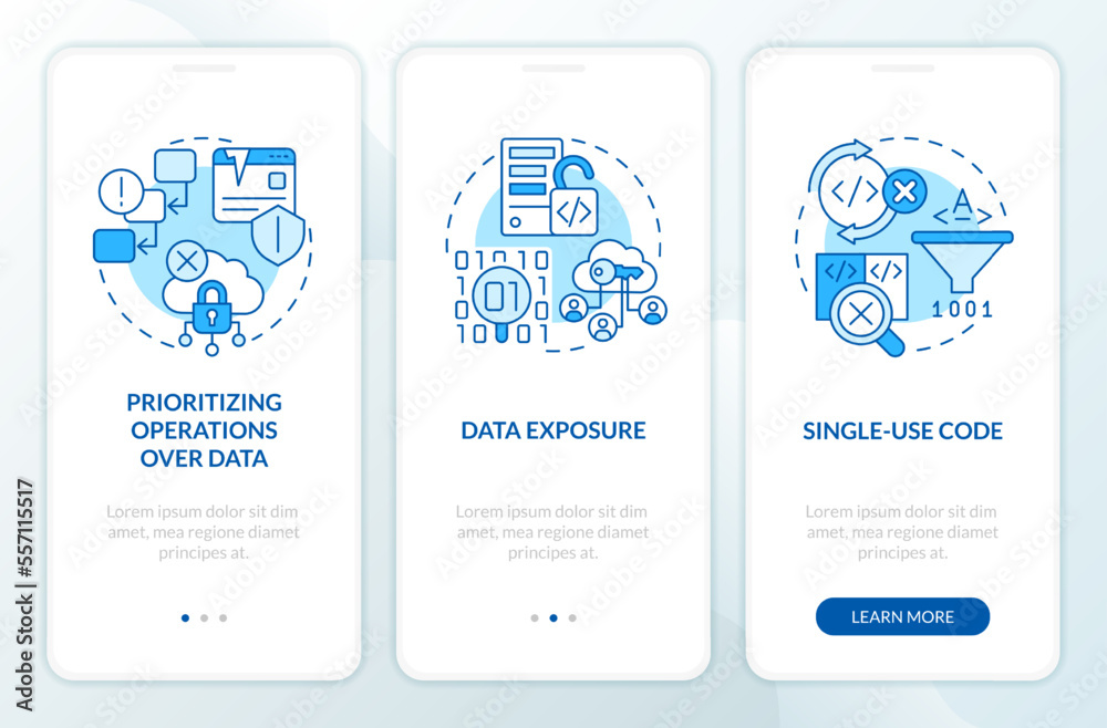 Procedural programming disadvantages blue onboarding mobile app screen ...