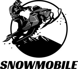 Wall Mural - snowmobile trails logo design illustration vector