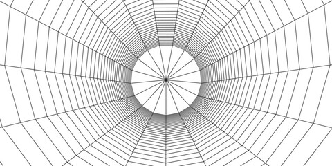 Poster - 3d wireframe tunnel on white background. abstract perspective grid. vector illustration.