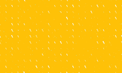 Poster - Seamless background pattern of evenly spaced white falling rocket symbols of different sizes and opacity. Vector illustration on amber background with stars
